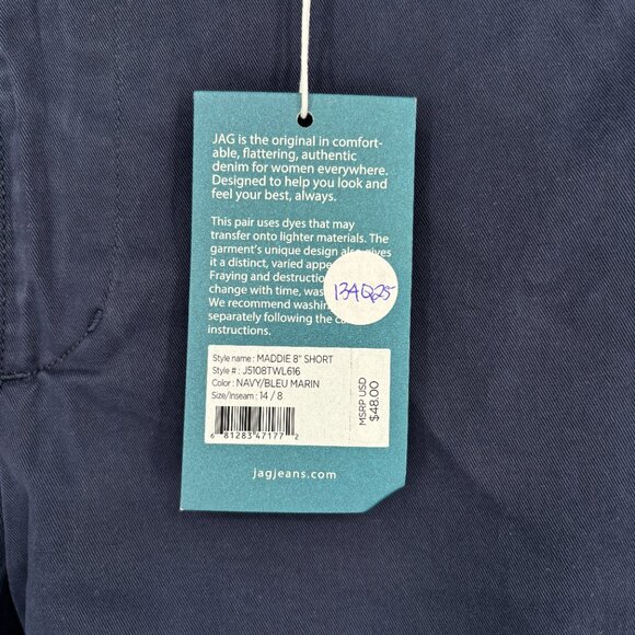 Jag Women's Maddie 8" Inseam Mid Rise Pull-On Bermuda Shorts Navy Size 14 NWT - Picture 5 of 6